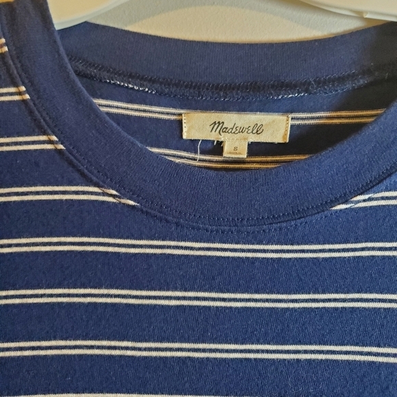 Madewell Striped Blue and White T-Shirt Dress - Picture 4 of 10